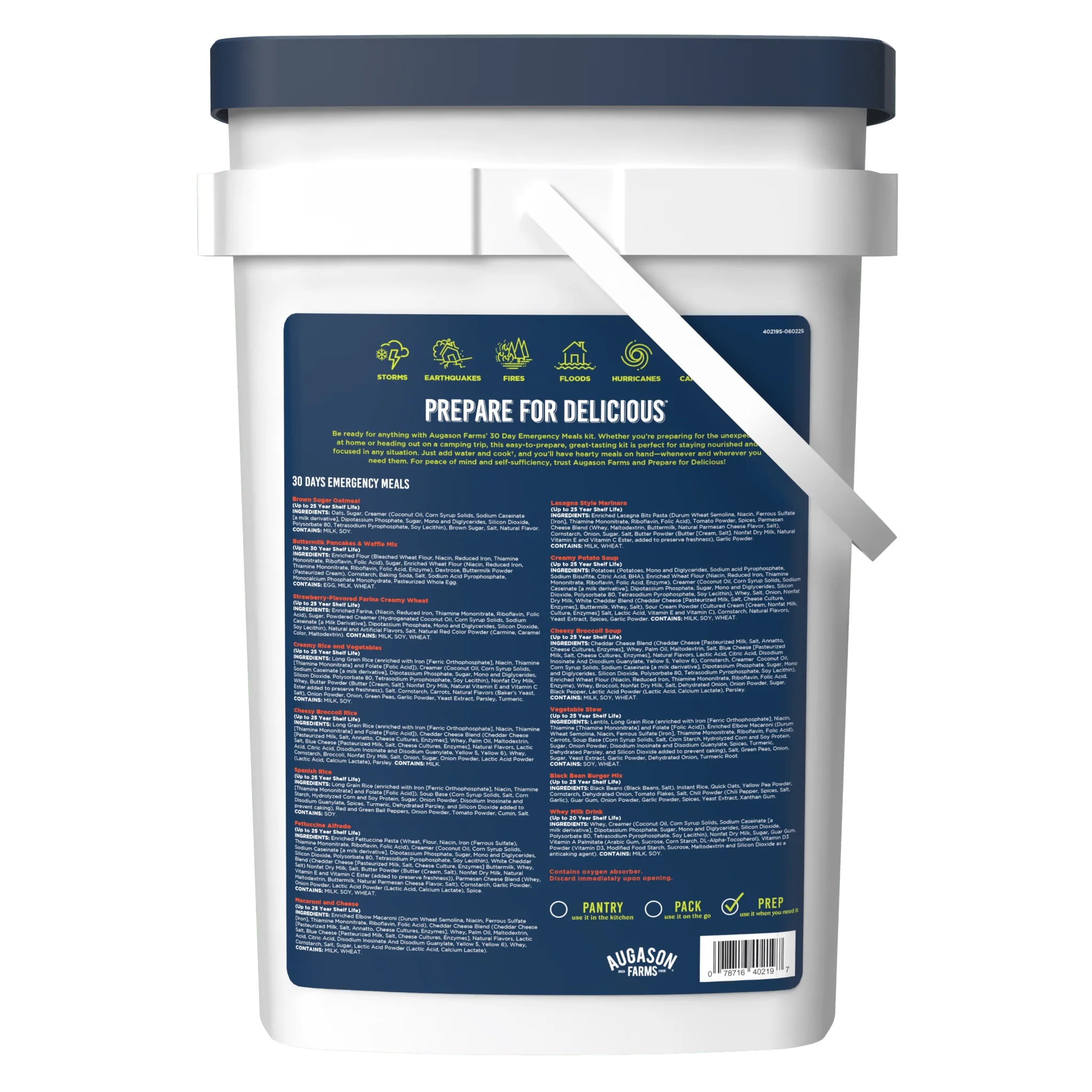 30-Day 1-Person Emergency Food Supply Kit with Water Filtration Bottle, Extra Calories per Day, 252 Servings - Image 3
