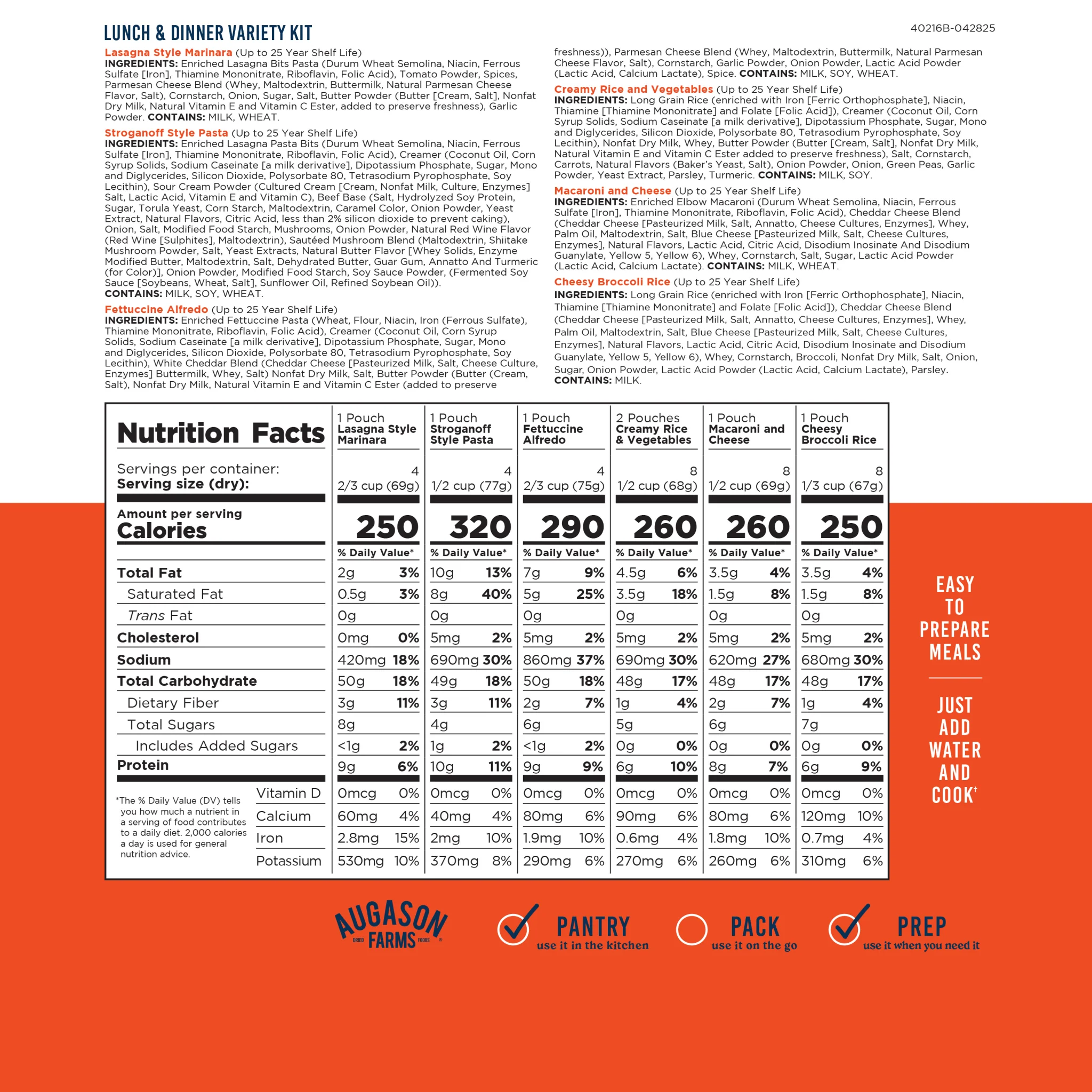 Breakfast, Lunch & Dinner Variety Kit, 232 Servings - Image 3