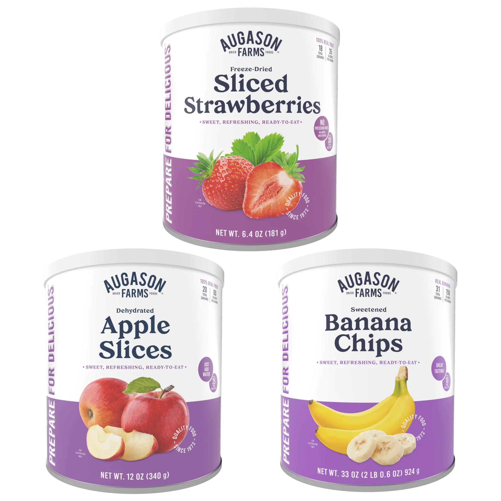 Dried Fruit Snack Variety Pack - Strawberry slices, Banana Chips, Apple Slices