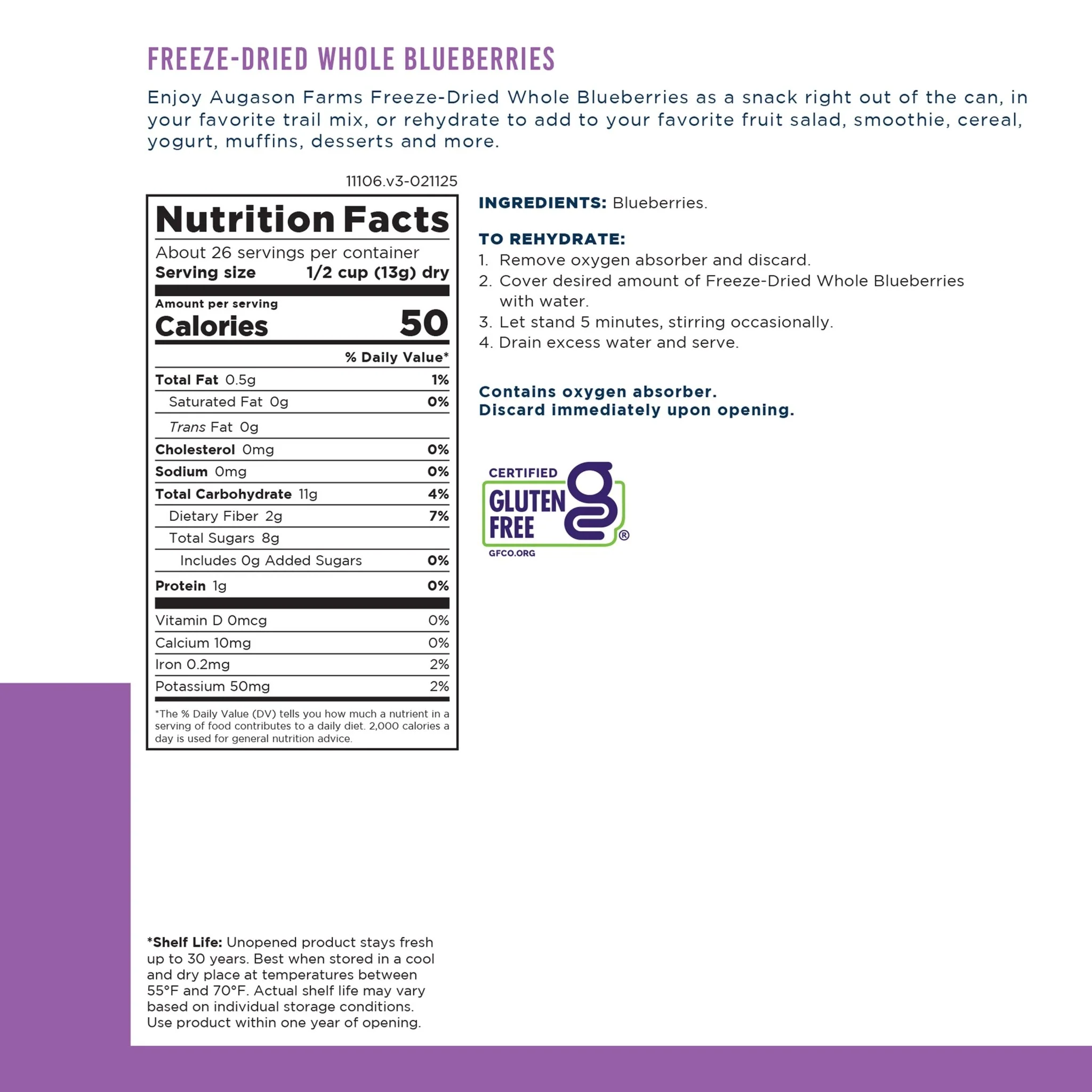 Freeze Dried Whole Blueberries Can, 26 Servings - Image 3